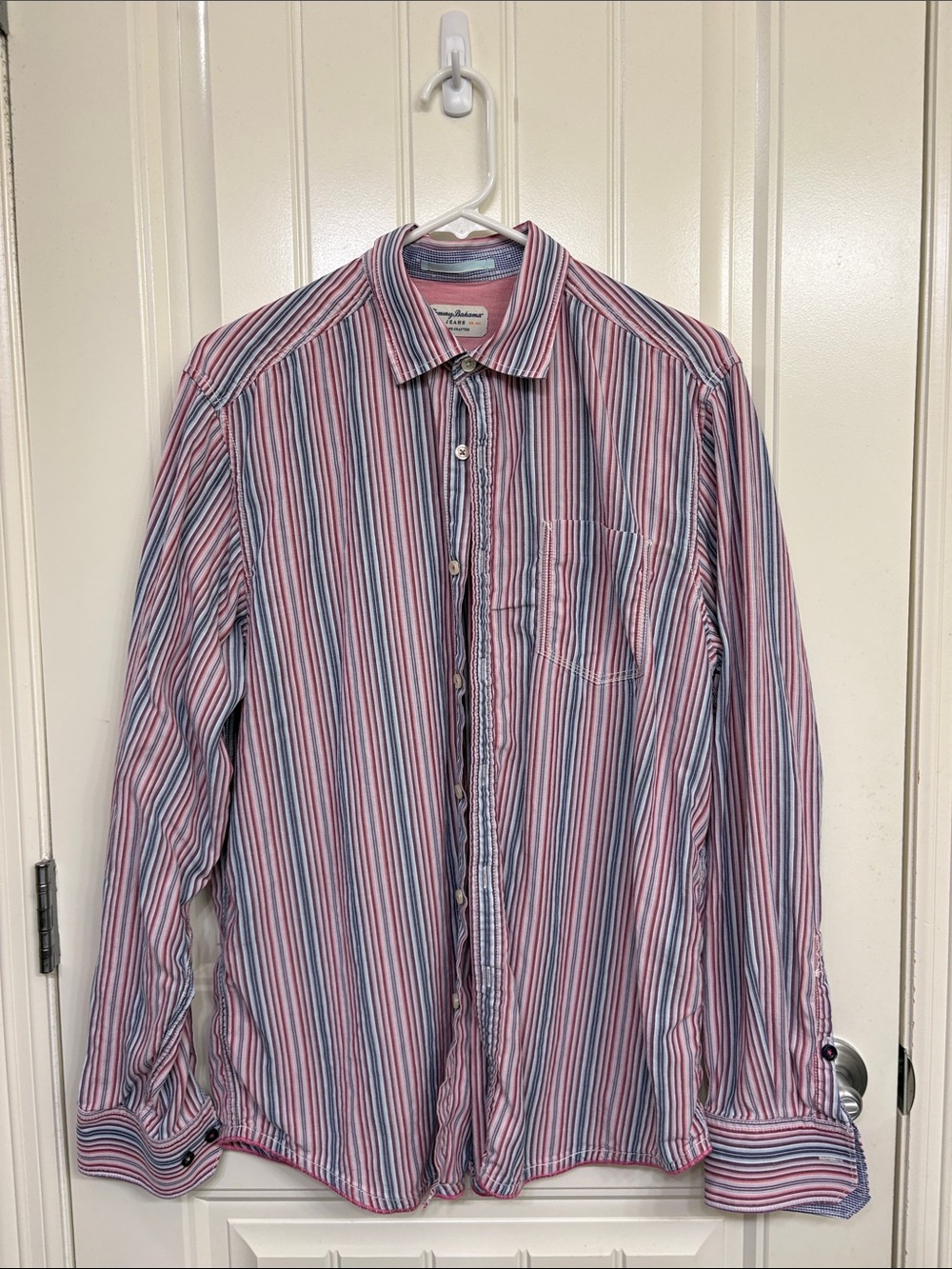 Tommy Bahama Casual Stripe Button-Up Shirt in Red & Blue